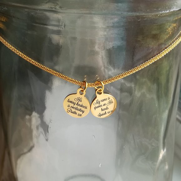 Gold Christian Bible Verse Scripture Necklace - Picture 3 of 3